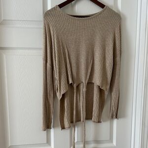 Ribbed Tan Long Sleeve Top